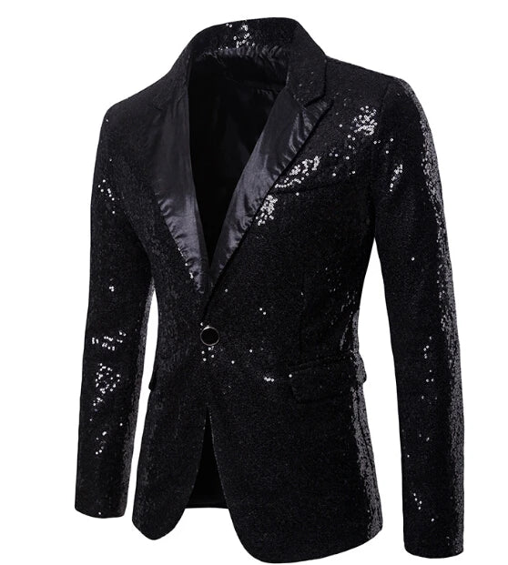 Men Glitters Suit Jackets Sequins Party Button Dance Bling Coats Wedding Party Men Blazer Gentleman Formal Suit Plus Size 2XL
