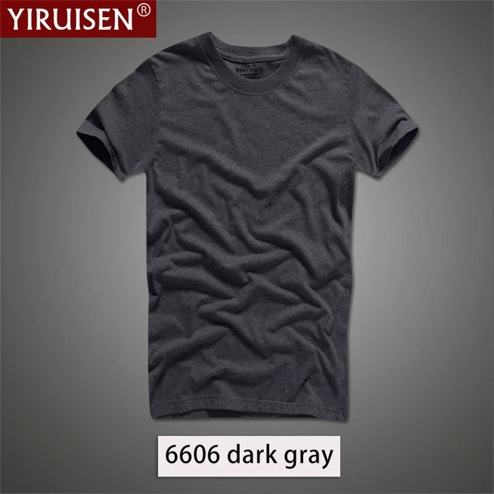 O-Neck Solid Men's T-Shirt YiRuiSen Vintage 100% Cotton Fashion Homme Men Top Tees Casual Clothing Top Quality Soft Short Sleeve
