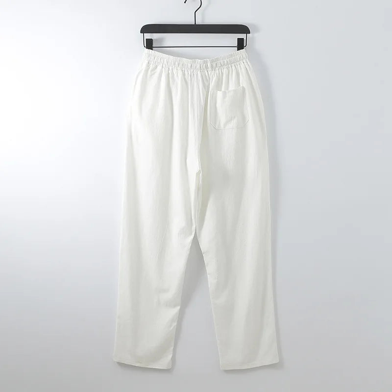 Summer Spring Men Cotton linen Pants japan style Large Size 8XL 10XL 12XL Wide Leg Pants Oversized Trousers Male Loose Pants 58