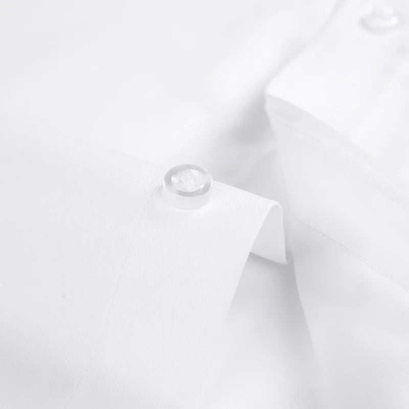 Mercerized Cotton Square Collar Solid Men's Dress Shirts Long Sleeve Slim Fit Anti Wrinkle Easy Care High Quality Clothing