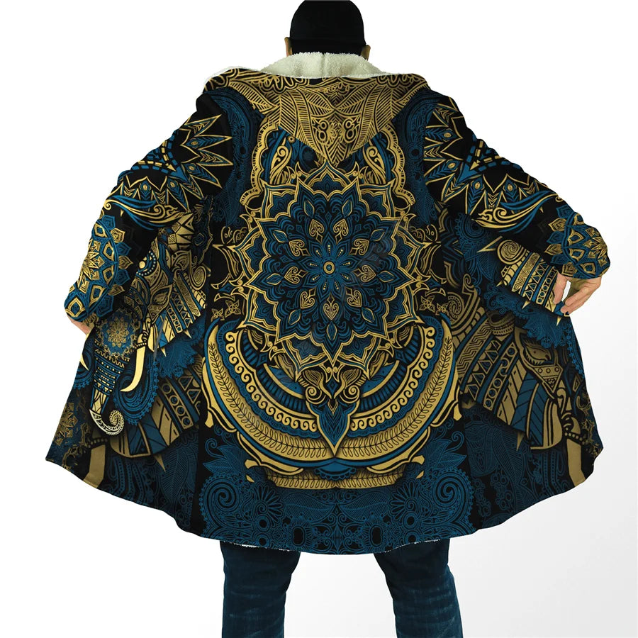 Hippie Cloak 3D All Over Printed Hoodie Cloak for Men Women Winter Fleece Wind Breaker Warm Hood Cloak