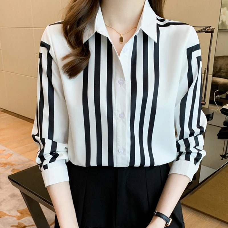 Fashion printing ladies shirts Women's Blouses Spring Autumn Long Sleeve Shirts Tops Blusas Mujer