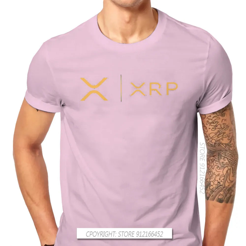 Cryptocurrency Crypto Miner XRP RIPPLE NEW GOLD SIDE BY SIDE Tshirt Harajuku Punk Men's Tshirts Tops Pure Cotton O-Neck T Shirt