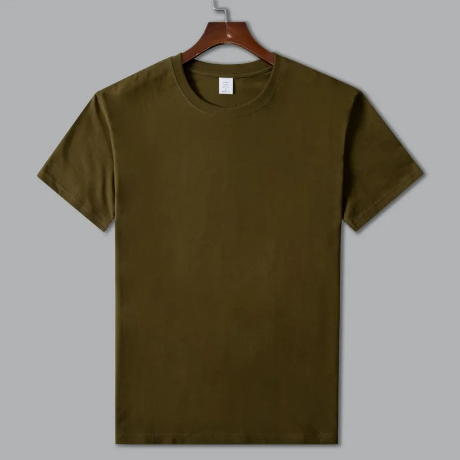 MRMT 2025 Brand New Man's 220g Pure Cotton T Shirt Men Man Solid Color Short Sleeved Combed Cotton Round Neck Thickening