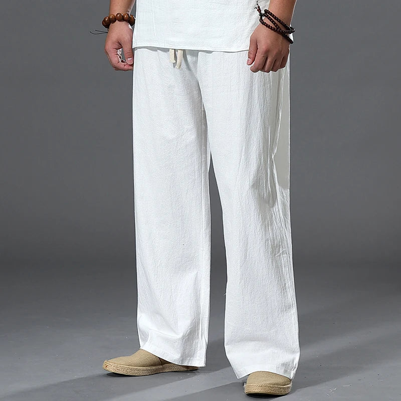 Summer Spring Men Cotton linen Pants japan style Large Size 8XL 10XL 12XL Wide Leg Pants Oversized Trousers Male Loose Pants 58