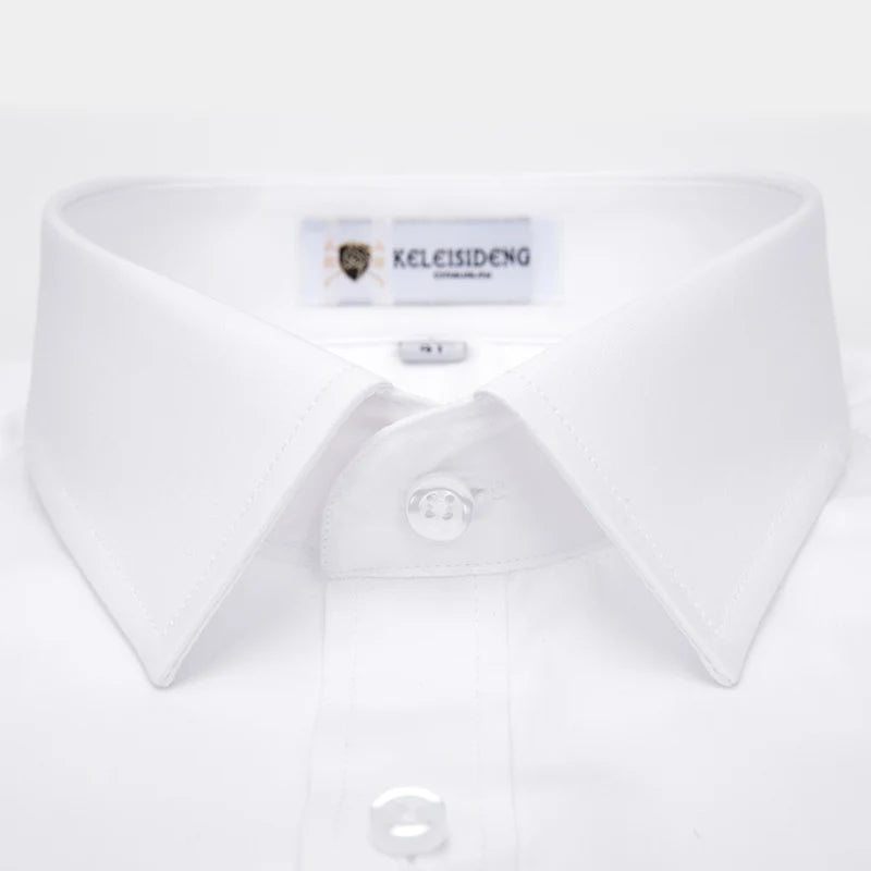 Mercerized Cotton Square Collar Solid Men's Dress Shirts Long Sleeve Slim Fit Anti Wrinkle Easy Care High Quality Clothing