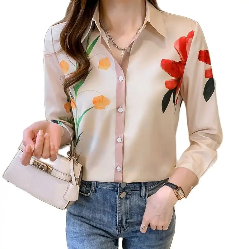 Fashion ladies shirts New elegant Women Blouses Long Sleeve Button-Down Tops blusa mujer