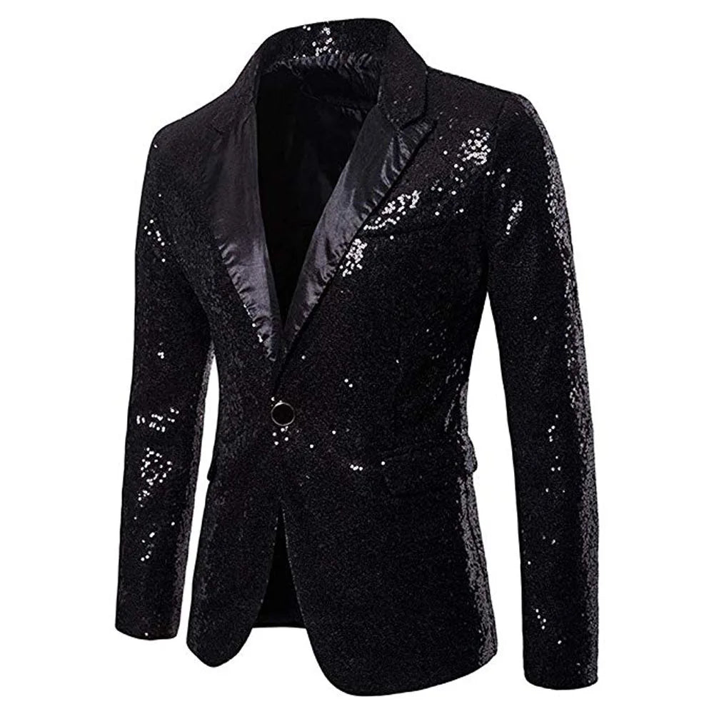 Men Glitters Suit Jackets Sequins Party Button Dance Bling Coats Wedding Party Men Blazer Gentleman Formal Suit Plus Size 2XL