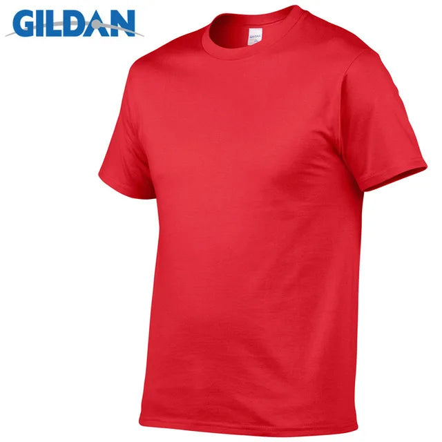 Gildan Brand Summer Casual T-Shirt Men's Short Sleeve Top 100% Cotton Solid Color Sweatshirt Comfortable Breathable Men Clothing