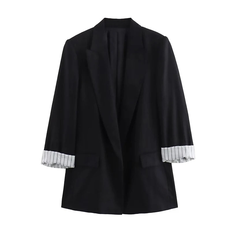 Willshela Women Fashion With Pockets Solid Blazer Vintage Notched Neck Long Sleeves Female Chic Lady Outfits