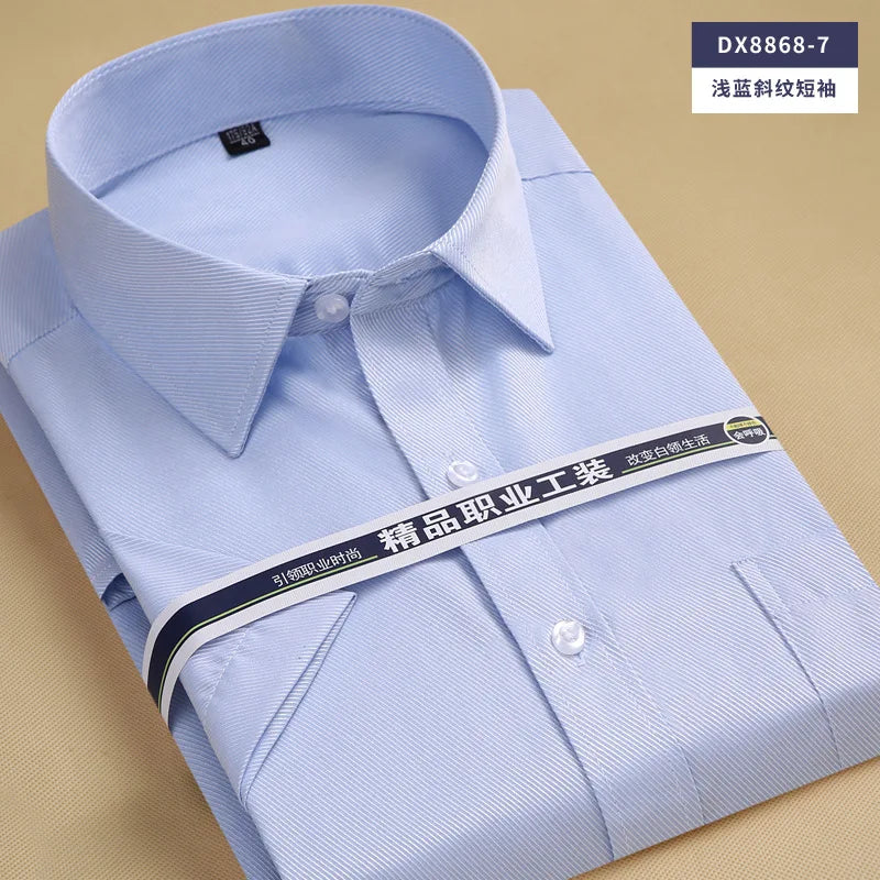 6XL7XL8XL men's short-sleeved shirt Spring/Summer thin Business casual high quality no-iron fashion cotton plus-size solid color
