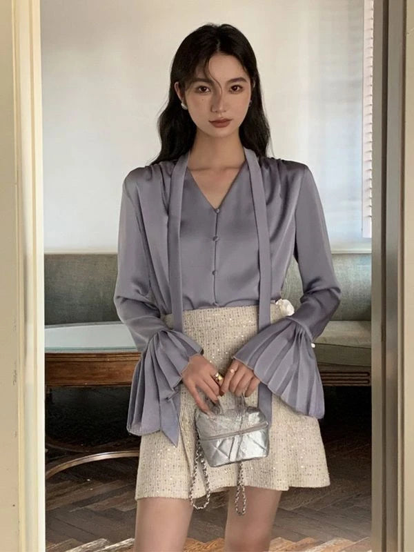 French Elegant Vintage Shirts Office Lady Button Spring Clothing Long Sleeve Loose Casual Korean Fashion Blouse Tees Y2k Tshirts
