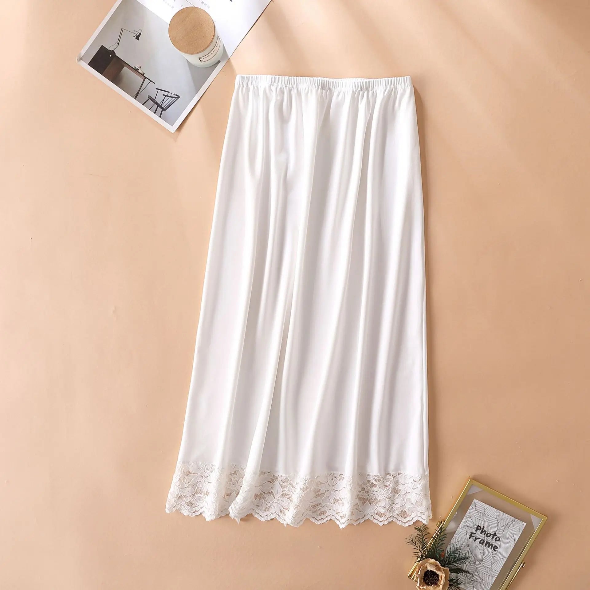 Women High Elastic Lace Pleated Skirts Summer Fashion White Black Skin Sleepwear Party Vestidos LGHX-521