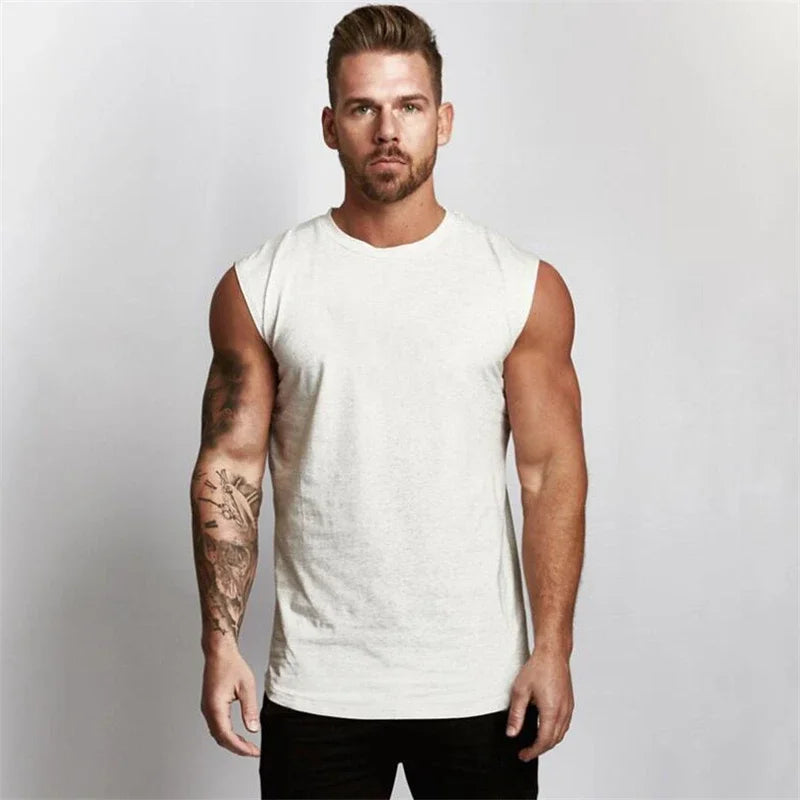 Summer Compression Gym Tank Top Men Cotton Bodybuilding Fitness Sleeveless T Shirt Workout Clothing Mens Sportswear Muscle Vests