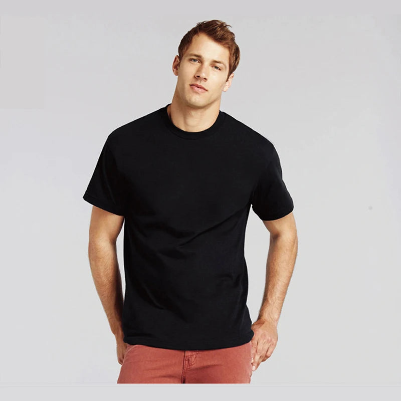 Gildan Brand Summer Casual T-Shirt Men's Short Sleeve Top 100% Cotton Solid Color Sweatshirt Comfortable Breathable Men Clothing
