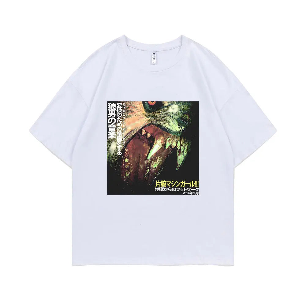 Machine Girl WLFGRL Ghost Graphic T-shirt Men Women Rock Electronic Music O-collar T Shirts Male Casual Pure Cotton Short Sleeve