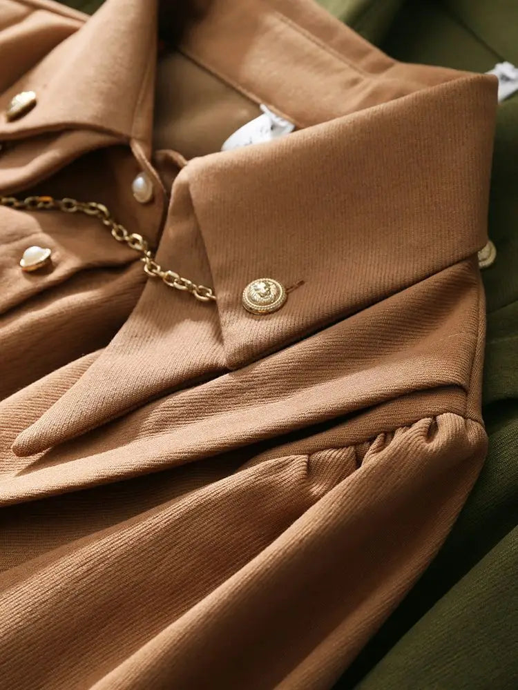 Brushed Corduroy Lapel Long-sleeved Shirt Women's Autumn and Winter New Design Chain Retro Shirt Thickened Bottoming Top