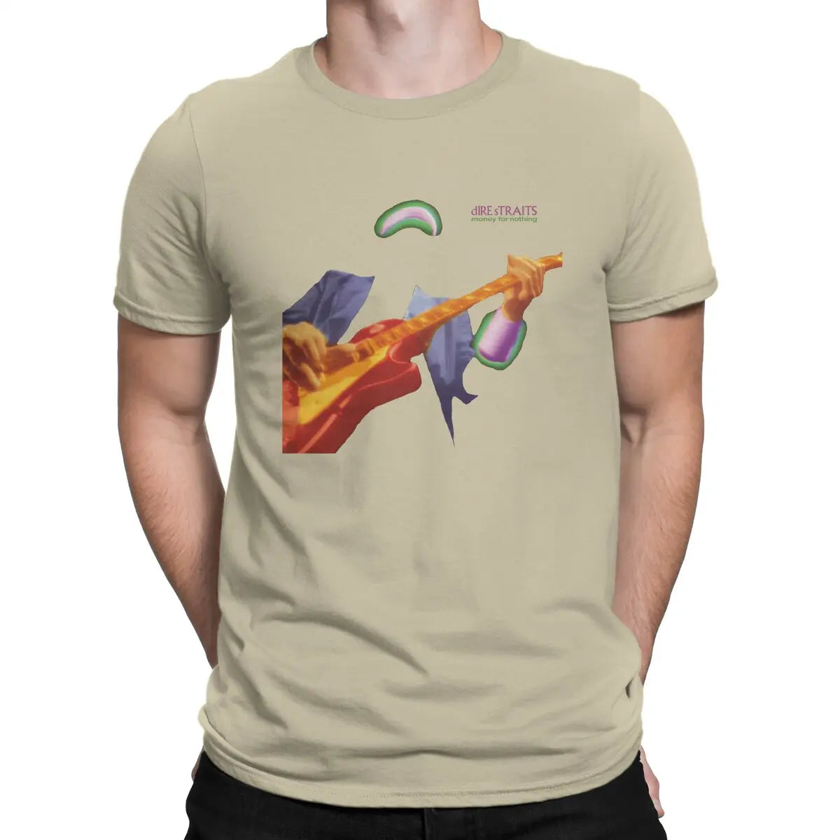Funny Money For Nothing Music T-Shirts Men O Neck 100% Cotton T Shirts Dire Straits Band Short Sleeve Tees 6XL Clothes