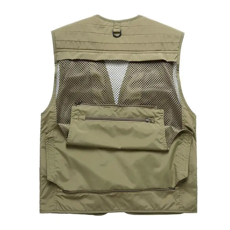 Waistcoat Vest Jacket Men Multi-Pocket Classic Summer Outdoor Work Safari Fishing Travel Photo Vest with Pockets Sleeveless Coat