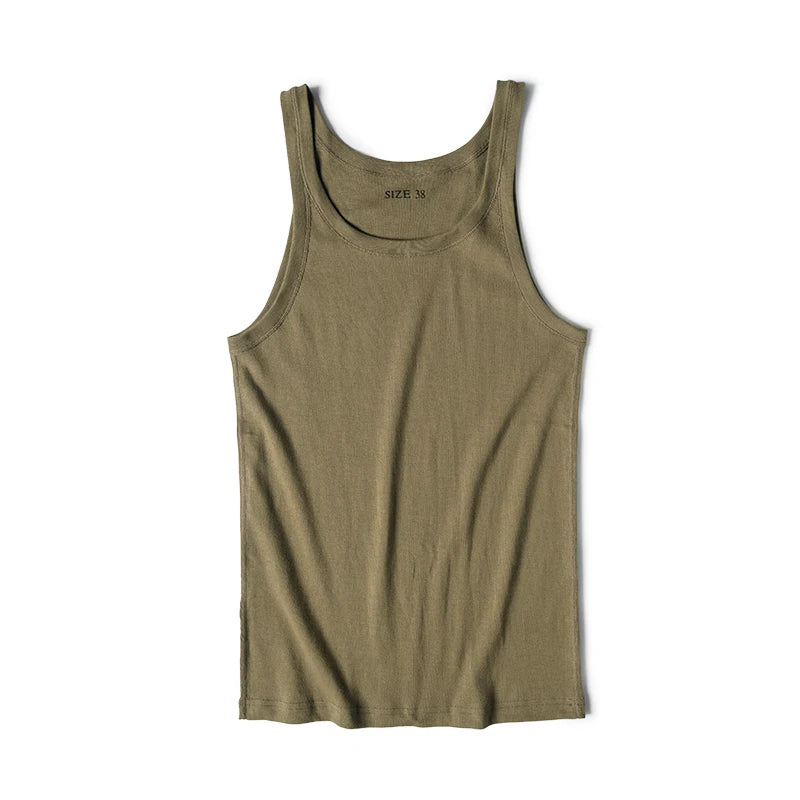 Bronson Old Fashion Thin Strap Tank Top Ribbed Cotton Sleeveless Undershirt Men
