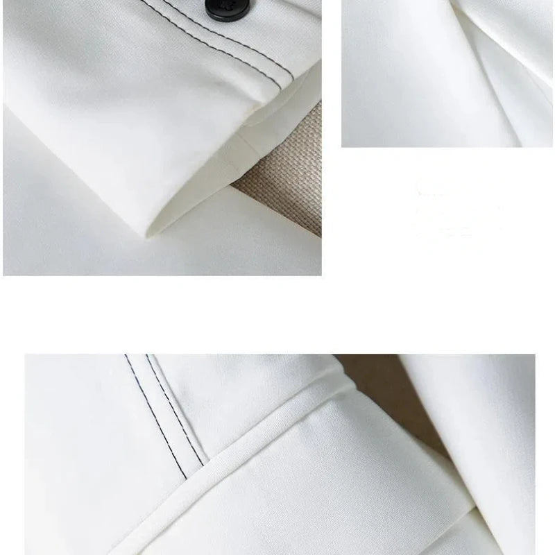 Black Blazers Women's Professional Suit Western-style OL Suits Top Exposed Line Decoration Temperament Slim Fit Line Jacket