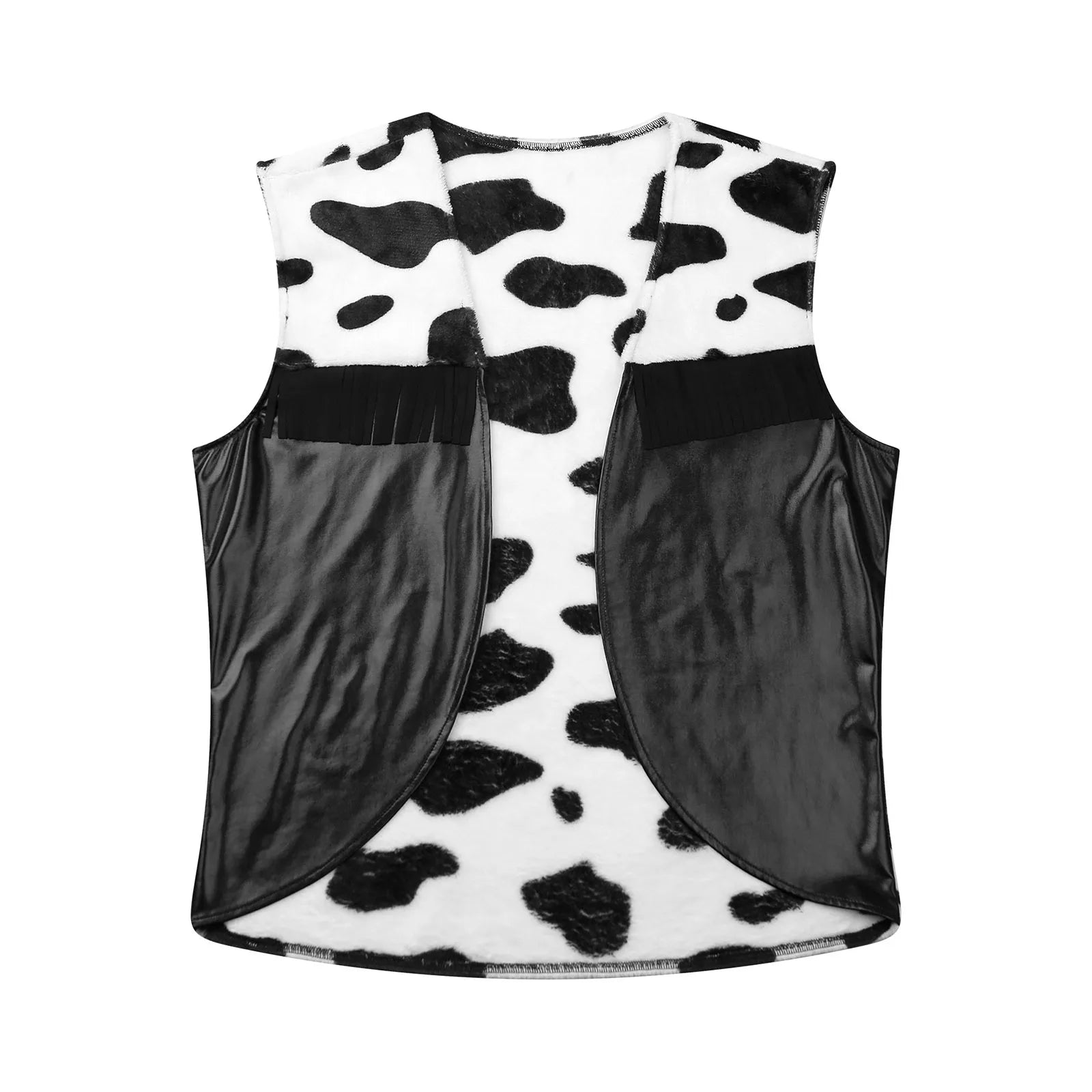 Men Cow Print Open Front Coat Jacket Vest Halloween Festival Hippie Costume Cowboy Cardigan Cosplay Party Fancy Dress Up