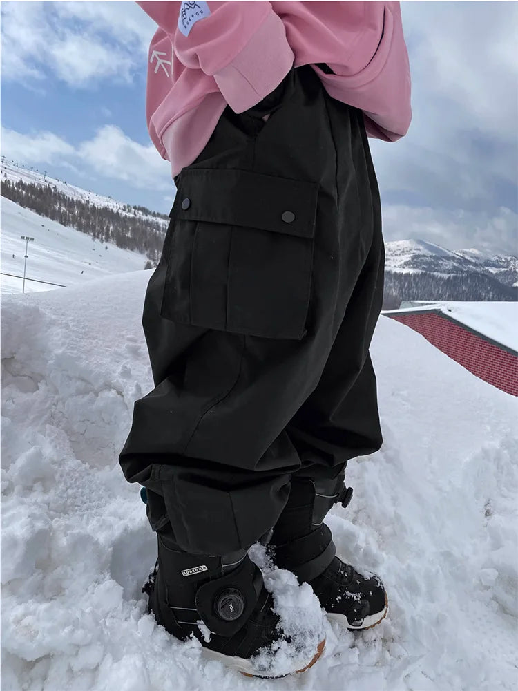 New Women Outdoor Windproof Waterproof Warm Violet Color Snow Trousers Oversize Ski Pants Winter Ski Snowboard Pants Cargo Pants