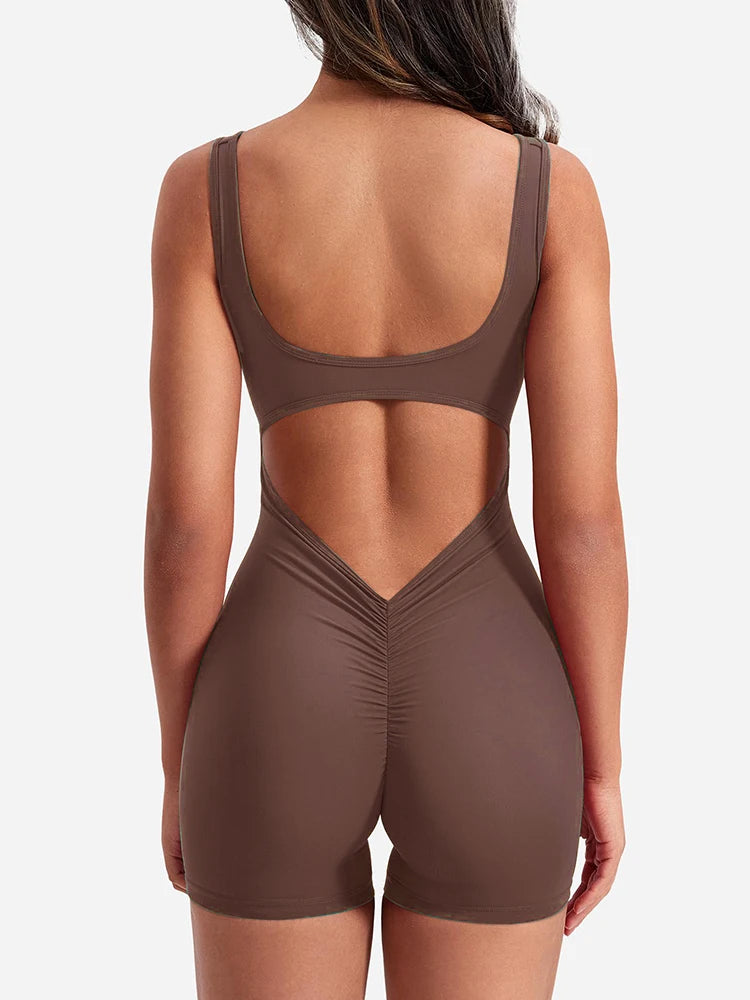 2024 Summer New Women's Yoga One Piece One Piece Vest Sleeveless One Piece Sports Shorts Fitness Sports One Piece
