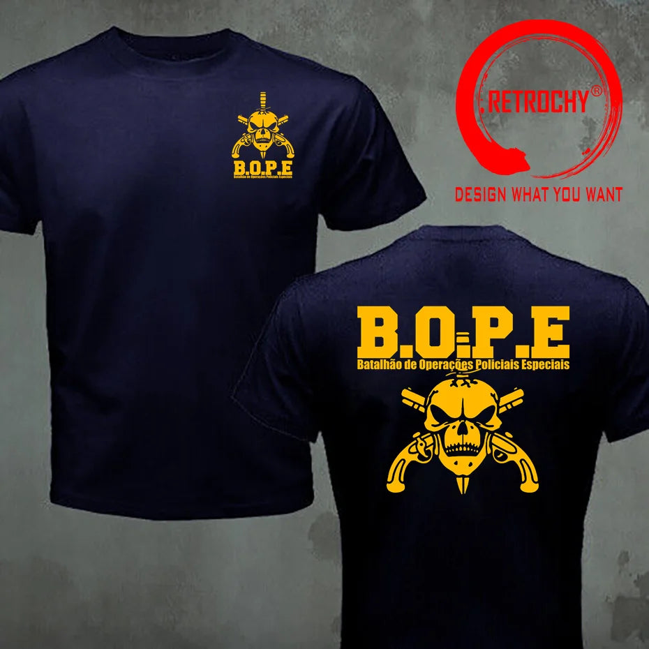 Brazil BOPE Elite Special Force T Shirt Black Beige White Cotton O-Neck Summer Short Sleeve Casual Mens T-shirt Plus Size S-6XL