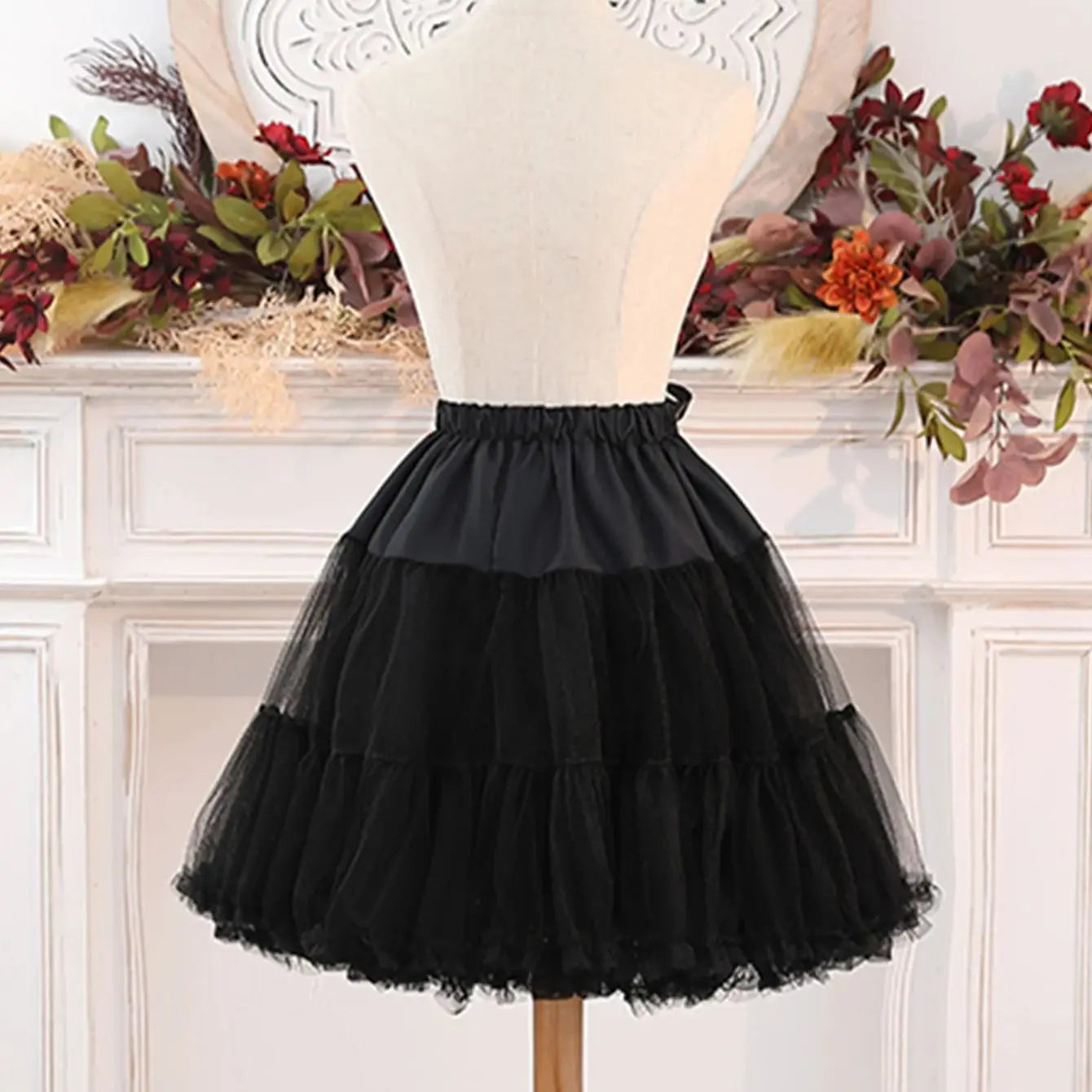 90s Clothes Vintage Black Petticoat Skirts Lolita Lace Puffy Tutu Crinoline Underskirt No Hoops Skirt Under Wedding Dresses