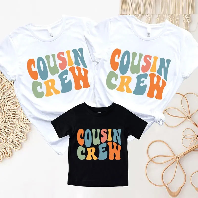 Matching Family Outfits Cousin Crew Graphic Tops Girls Family Birthday Party T-shirt Unisex Child Clothing Short Sleeve Tees