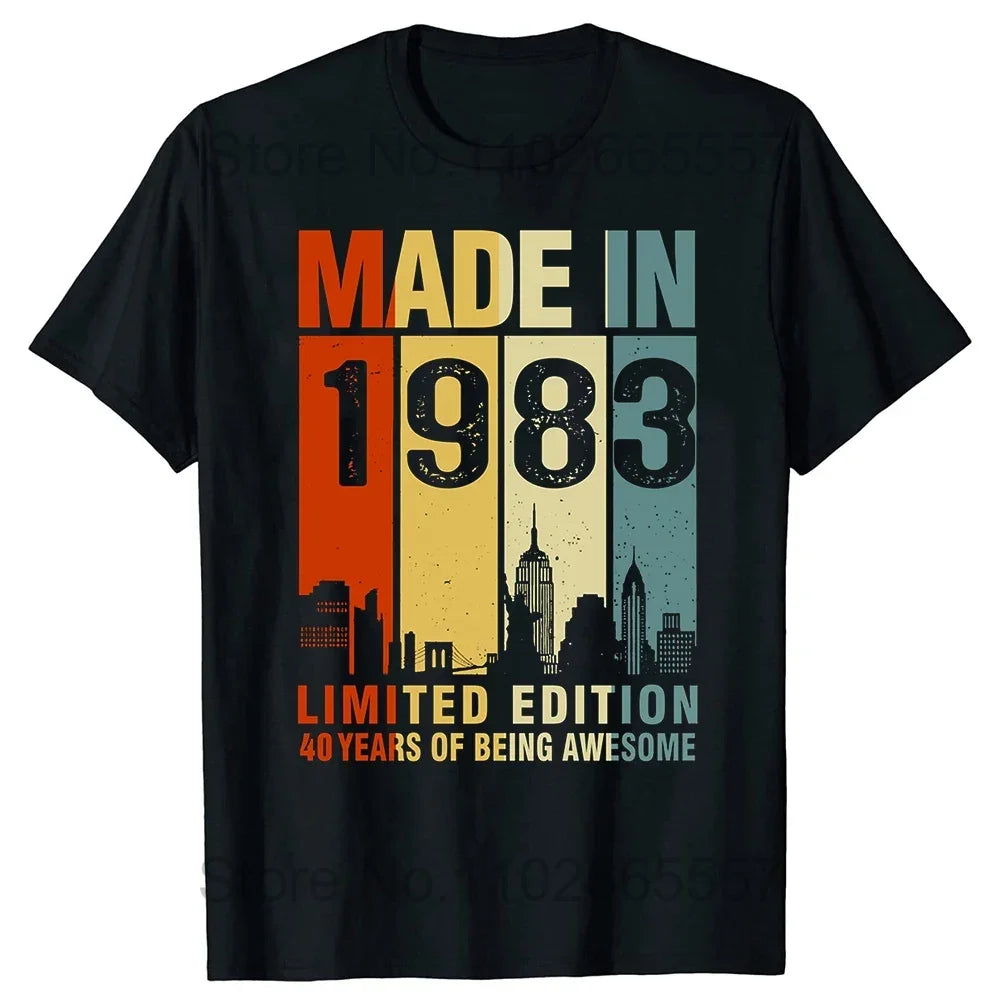 41 Years Old Made in 1983 Classic Original Vintage  T Shirt for Men Father Days Gift Idea Classic Accessories TShirt Cotton Tees