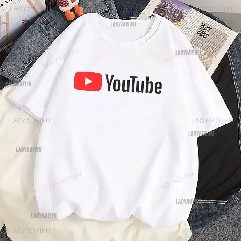 2024 YouTube Logo Print Lady T Shirts Brand Modal Tops Casual Custom Male Short-sleeved T-shirts Harajuku  Vintage T Shirt