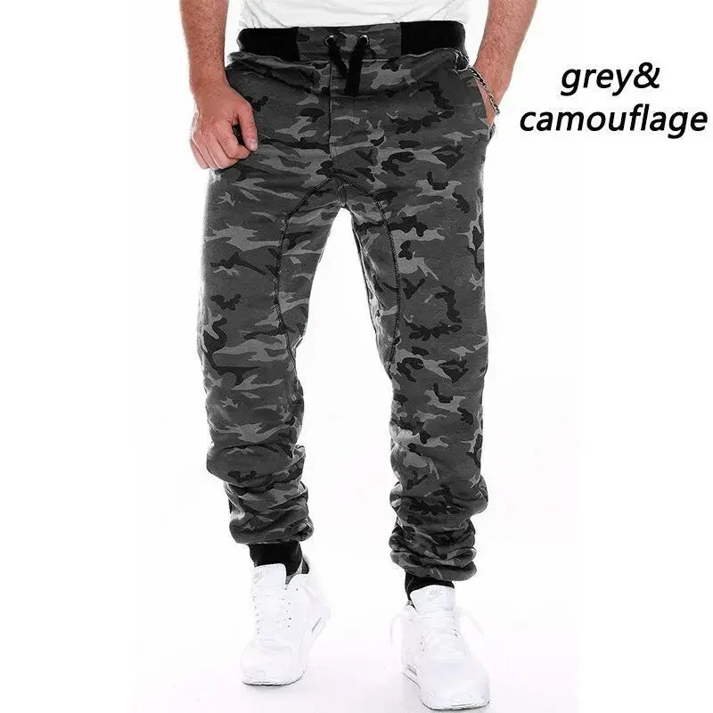 2023 new Running Sweatpants Men Camouflage Elasticity Cargo Pants Drawstring Multi Pockets Bottoms Casual Jogger Trousers