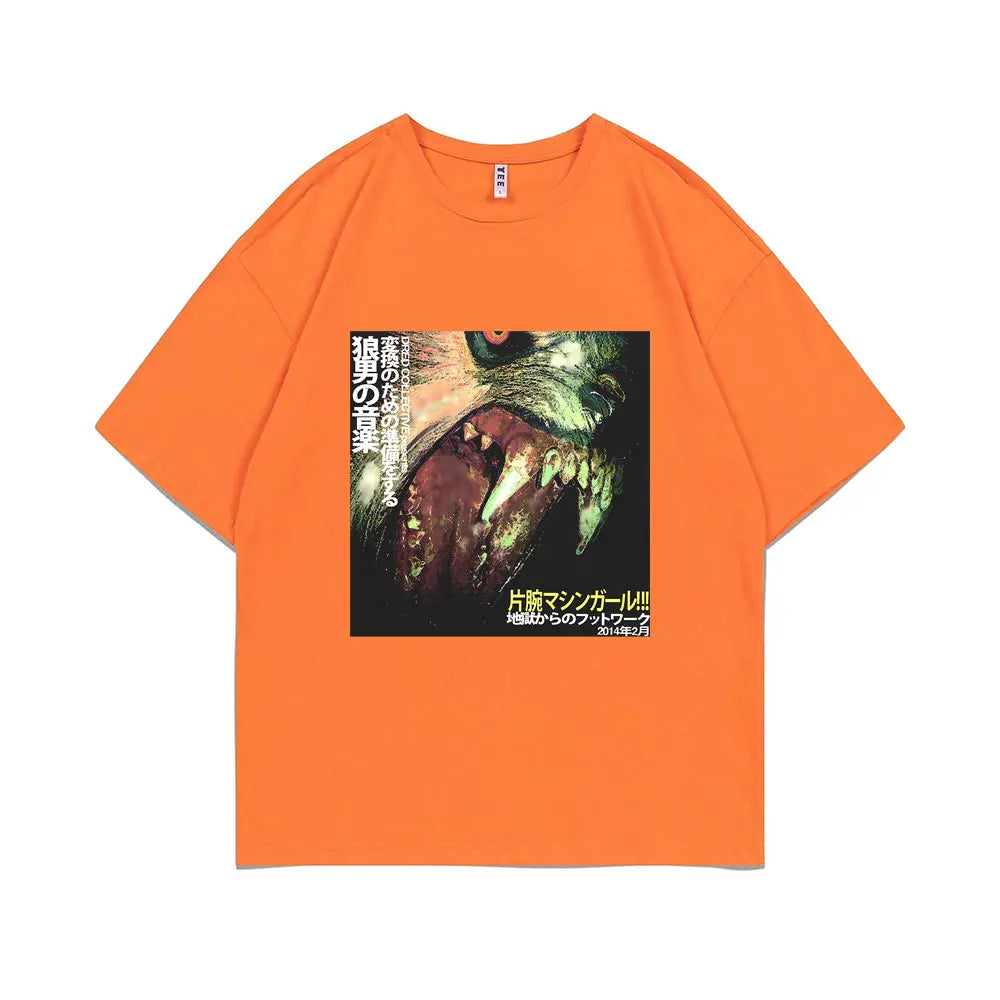 Machine Girl WLFGRL Ghost Graphic T-shirt Men Women Rock Electronic Music O-collar T Shirts Male Casual Pure Cotton Short Sleeve