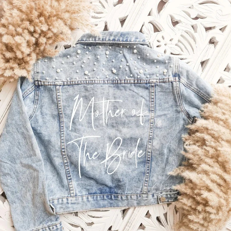 Bachelorette Jean Jackets Hen Party Gift Custom Bride Denim Jacket Pearl Mrs Outerwear Bridesmaid Personalised Coats Wedding Day