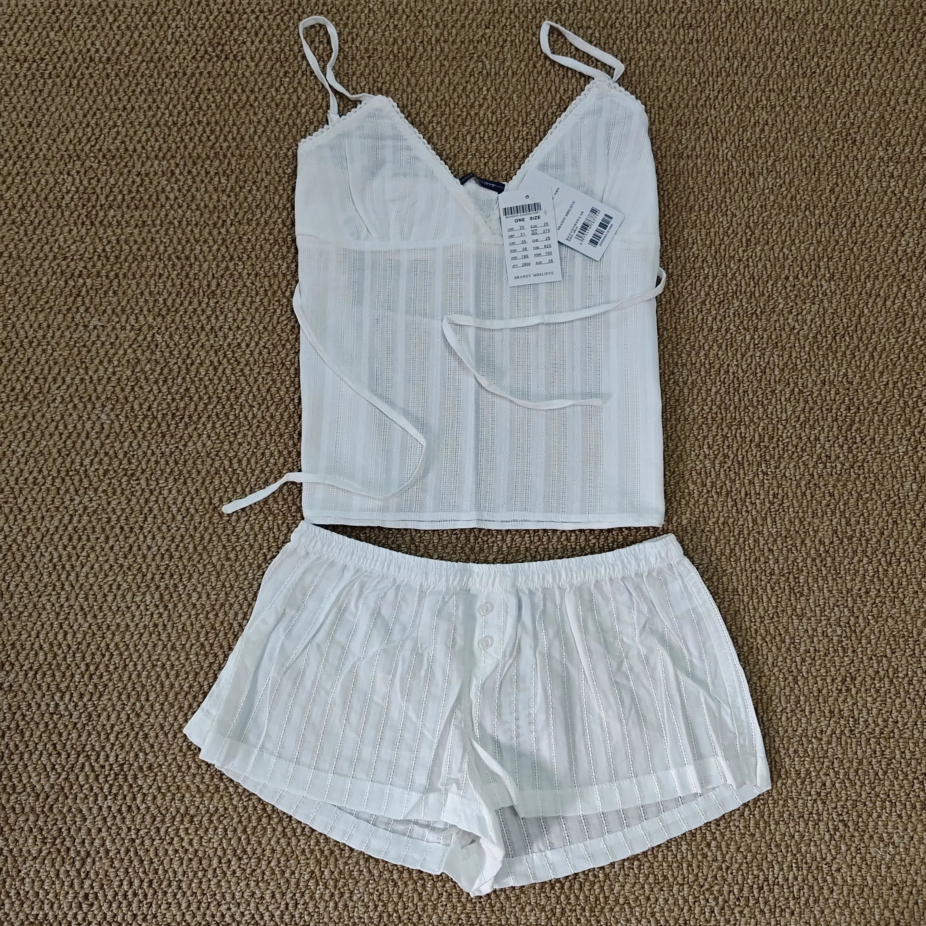 Navy Plaid Tank Shorts 2 Piece Sets Woman Lace Trim Buttons Lace-up Camis+Drawstring Sweatshorts Vintage Sweet Home Cotton Set