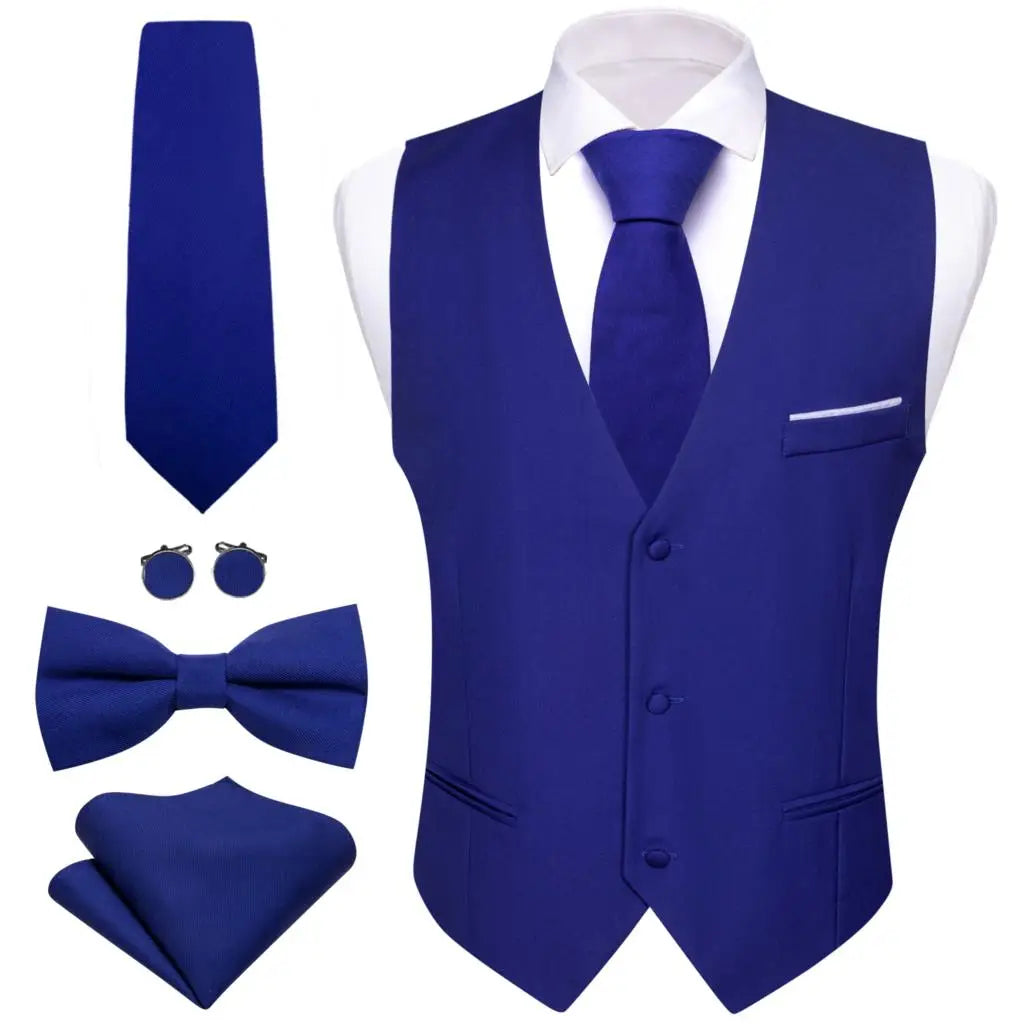 Designer Men's Vest Dark Green Solid Silk Satin Waistcoat Tie Bowtie Hanky Wedding Formal Male Suit Sleeveless Jacket Barry Wang