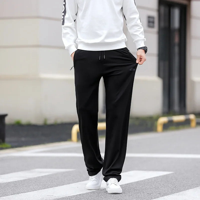 2024 Tall Men Sweatpants Extra Long Length Big Size Summer Sweat Pant Stylish Large Trouser Male Black 130cm Lengthen High Waist