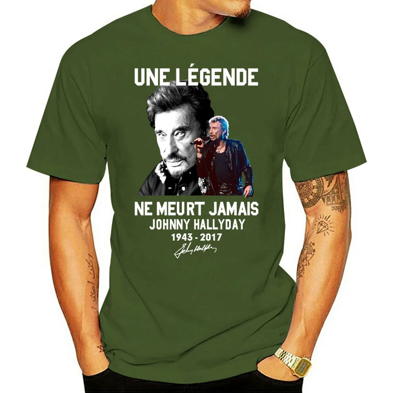 Men Funny T Shirt Fashion tshirt Une Legende Ne Meurt Jamais Johnny Hallyday 1943-2017  Women t-shirt