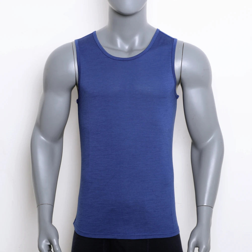 100% Merino Wool Tank Top Men Ultralight Merino Wool Base Layer Tank Tops Men Sleeveless Shirt Wicking Breathable Anti-Odor