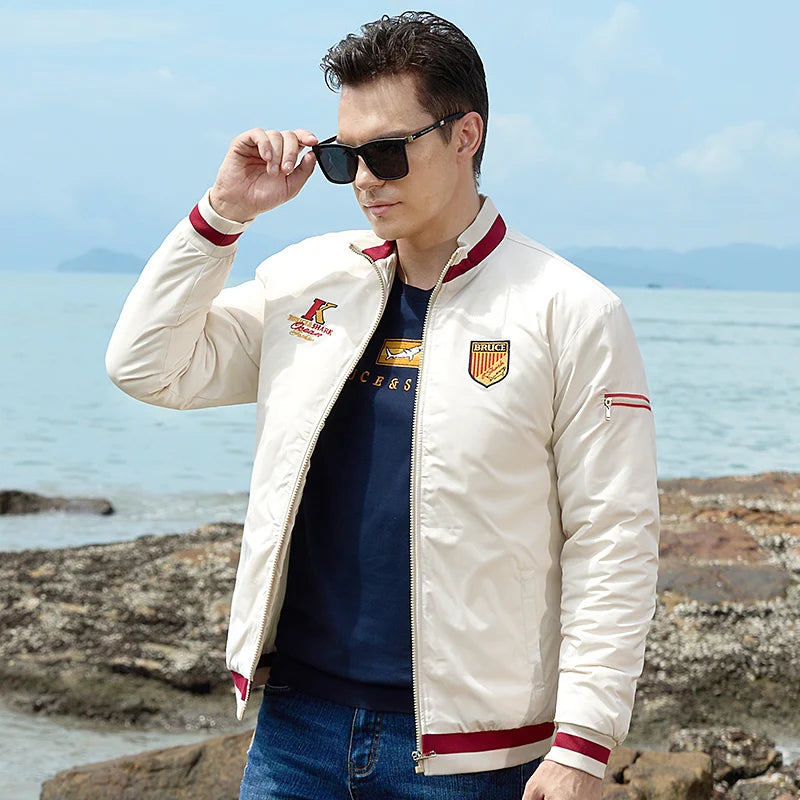 New Men‘s Jacket Thick Cotton Inner Embroidery Bruce&Shark Winter Men Coats Loose Casual Fashion Male Outwear Big Size 4XL