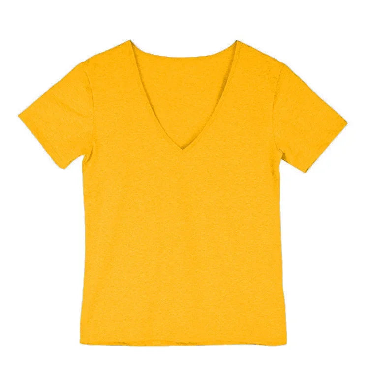 MRMT 2025 Brand New Men's Fitness And Leisure Summer Cotton Sweat-Absorbent Solid Color European Size Deep V-Neck T-Shirt Tops