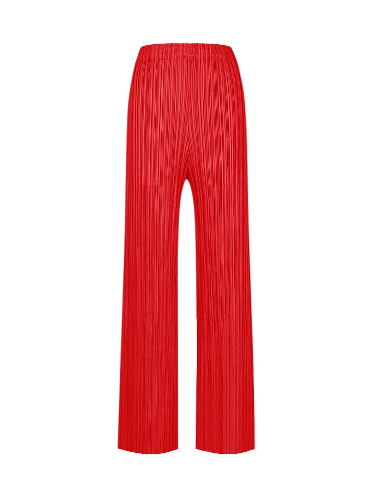 Spring Summer Autumn Women's Casual Elegant Miyake Designer Classical Loose Straight Pleated Pants High Waist Trousers In Stock