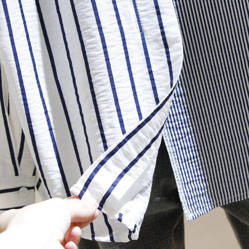 Loose Casual Striped Patchwork Pocket Luxury Sweet Top Shirt And Blouses Clothing For Women's Pink 2025 Summer Trendy All-match