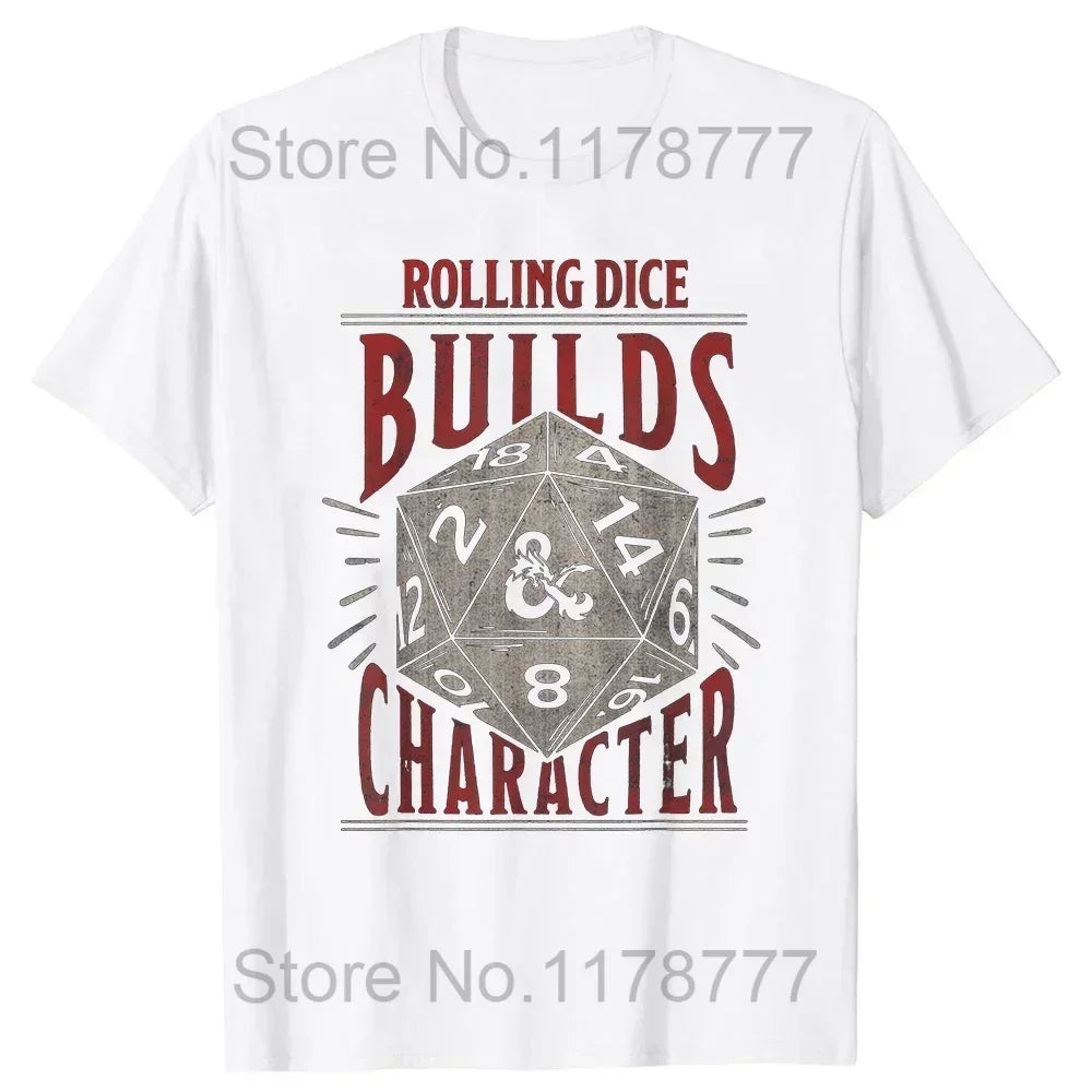 Retro Vintage ADHD&D Roll for Concentration Funny Gamer Dungeons DM RPG Dice Dragon T Shirts Summer Streetwear Gifts T-shirt Men