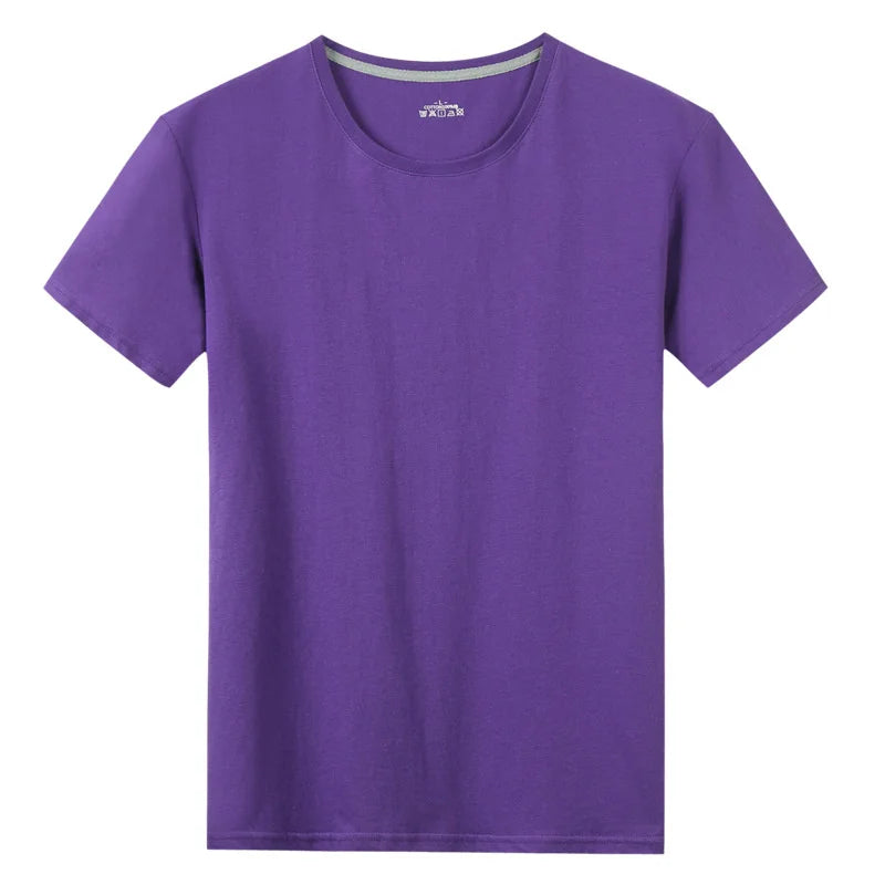 Summer New Men's 100% Cotton T-Shirt Solid Color Soft Touch Fabric Men's Basic Tops Tees Casual Men Clothing Fashion Tops Tees