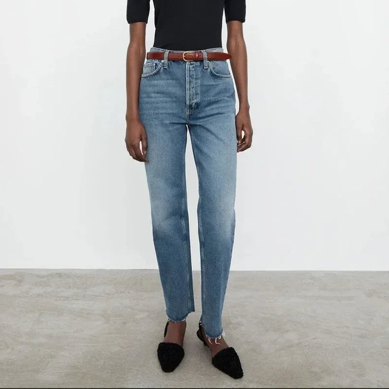 long Women Pants 2023 New Loose Twisted Nine Point Straight Jeans Women