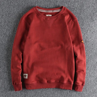 Spring American Retro Sleeve Applique Badge Sweatshirts Men's Fashion 100% Cotton Washed Hoodies Casual High Quality Pullovers