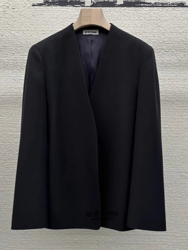 LANMREM Fashion Blazer Coat For Women Long Sleeves Solid Color Irregular Casual Office Lady Clothing 2024 Sumemr New 2DA5300